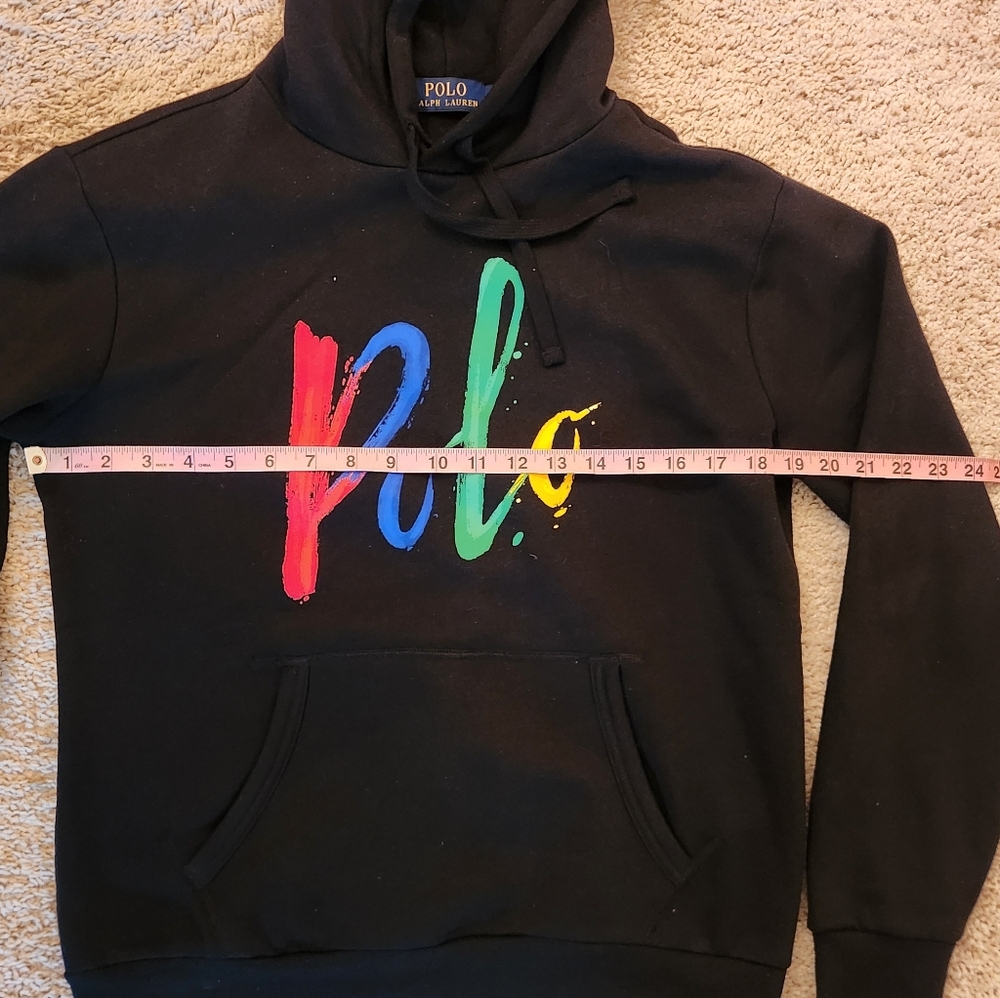 Polo by Ralph Lauren Multicolor Logo Black Hoodie Sz. XSmall - Picture 6 of 7
